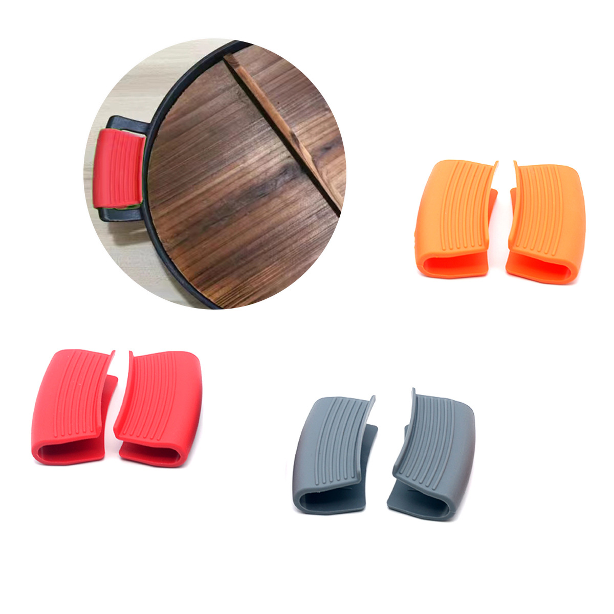 亚马逊新款硅胶锅耳套批发防烫隔热硅胶煲锅手柄套把手夹厨房工具