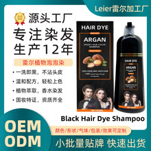 跨境ArganOil Hair Dye Shampoo植物泡泡染发剂出口英文染发膏oem