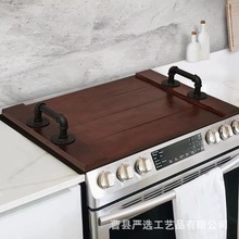 实木燃气灶盖板厨房灶台隔板带手柄长方形大号茶水托盘多用木托盘