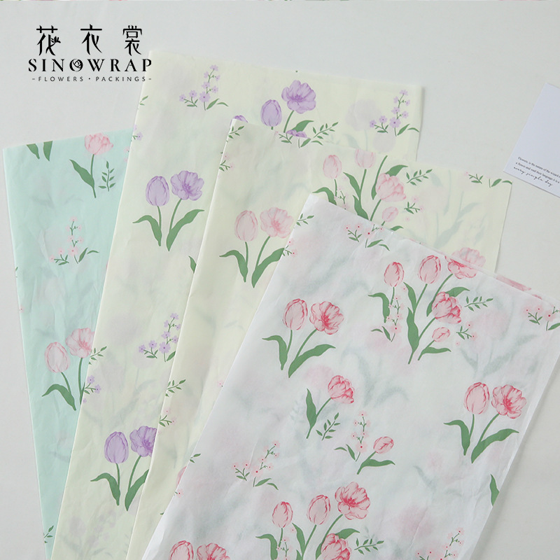 flower dress flowers wrapping paper lining paper 38g thickened mg tissue paper printing advanced sense ins bouquet wrapping paper