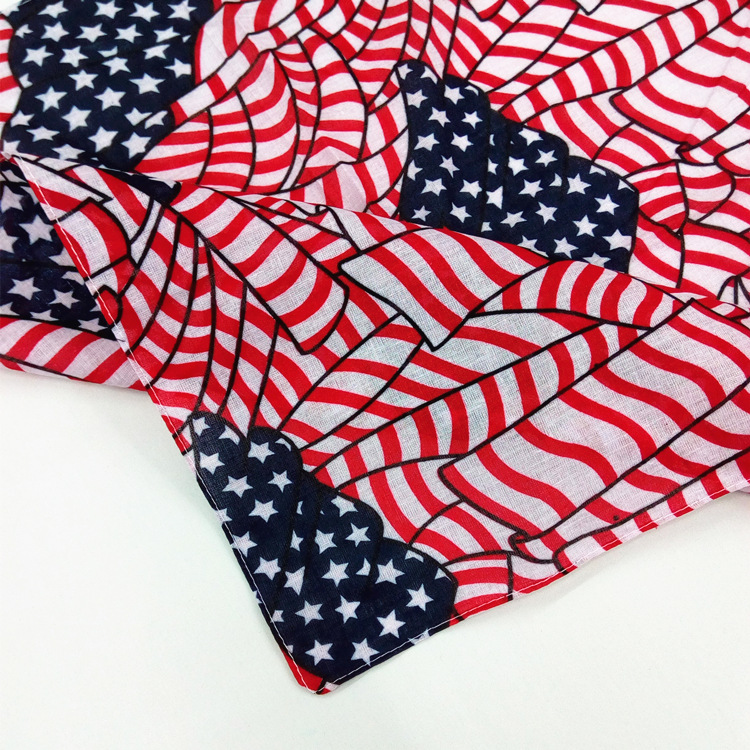 bandana户外骑行头巾 亚马逊美国星星旗街舞嘻哈运动100%棉方巾