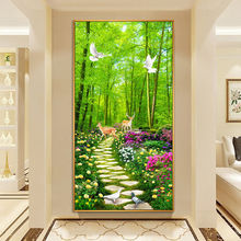 现代风景绿色朝气大树入户玄关装饰画过道走廊楼梯挂画客厅背景墙