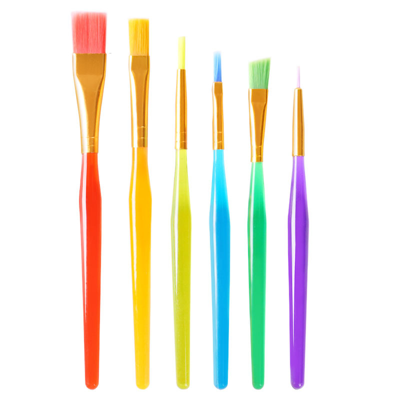 Art Supplies 6 PCs Blue Rod Nylon Wool Hook Line Pen Children Colorful Painting Gouache Watercolor Oil Painting Brush Set