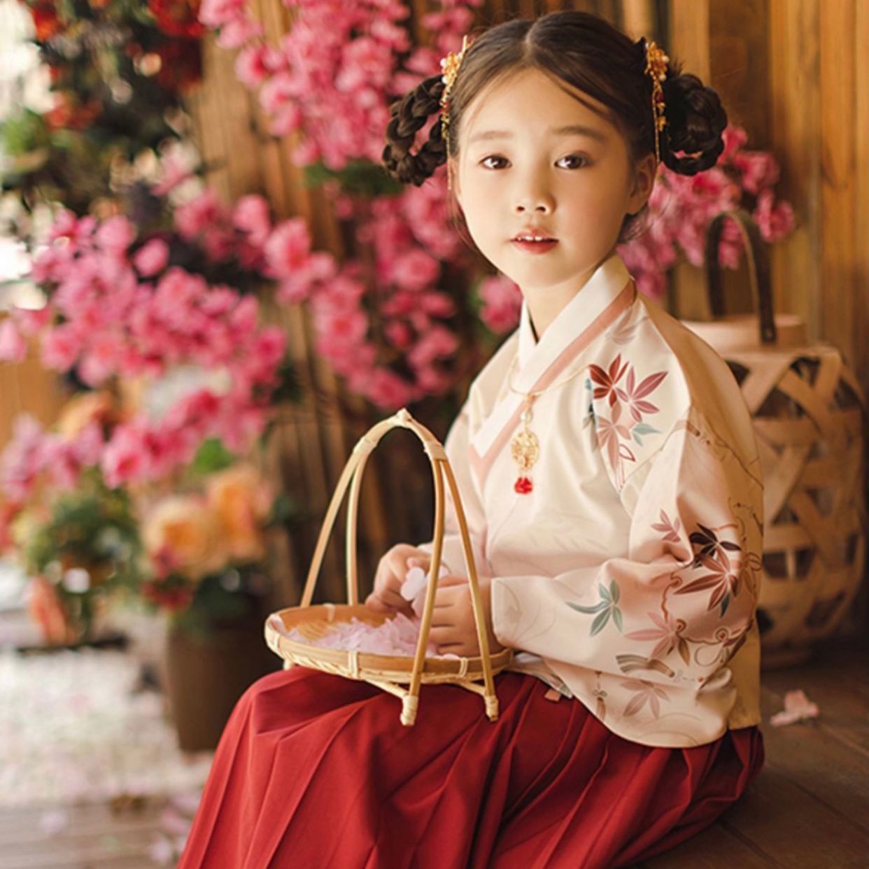 女童汉服秋装风古装超仙襦裙春秋儿童唐装春装小女孩喜庆唐装