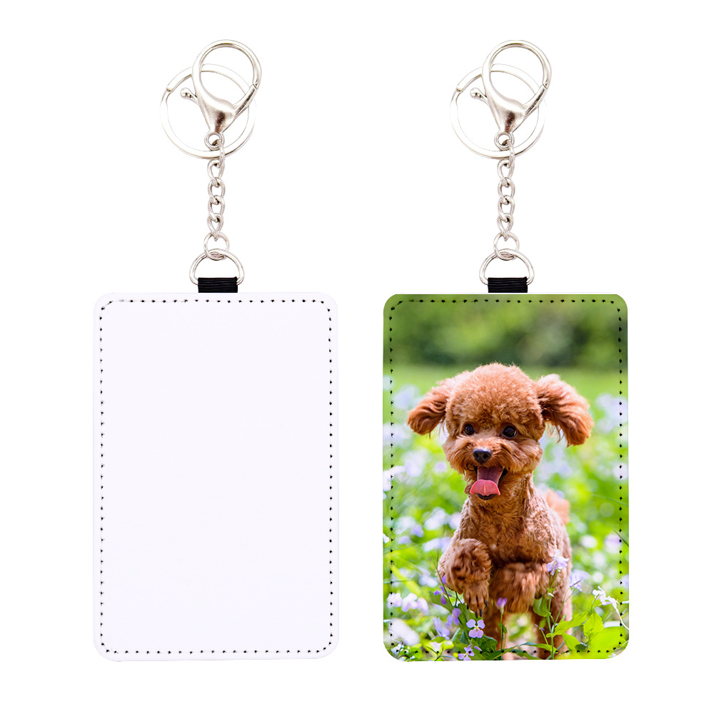 Sublimation PU Leather Bus Card Cover Keychain Card Holder Blank DIY Thermal Transfer Certificate Card Holder Source Manufacturer