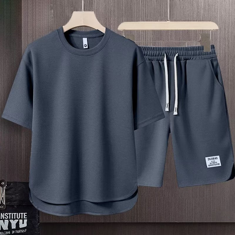 2024 New All-Match Summer Men's Short-Sleeved T-shirt High Street Couple Wear Teen Shorts Sports Suit Men's Clothing