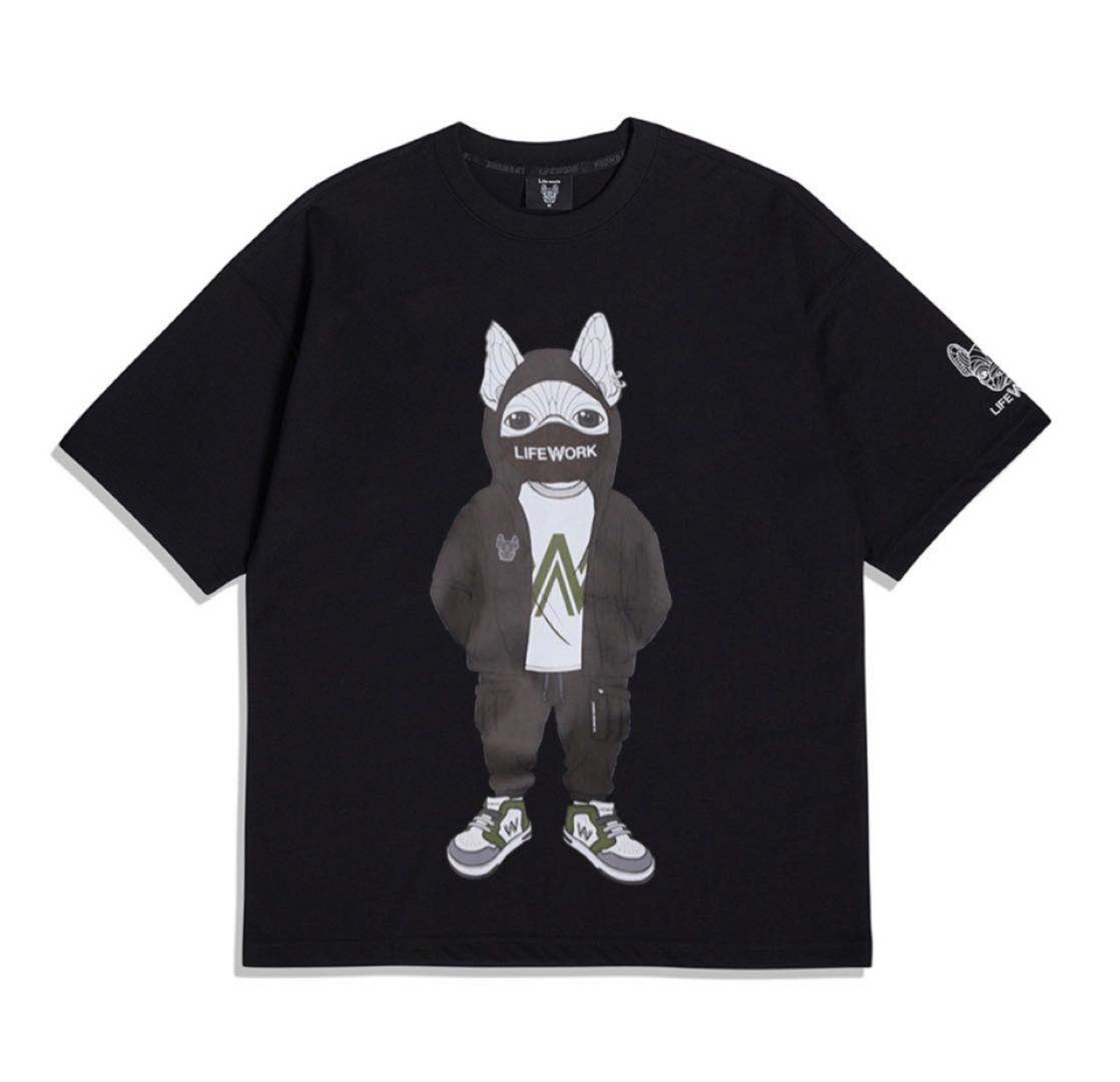 韩国服装潮牌批发lifework口罩法斗犬短袖t恤连帽圆领卫衣不零售