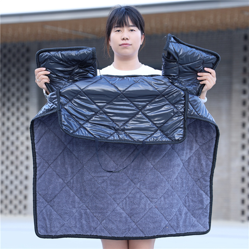 e-bike windshield winter fleece-lined thickened battery car windshield plain chest protection one-piece winter windshield quilt