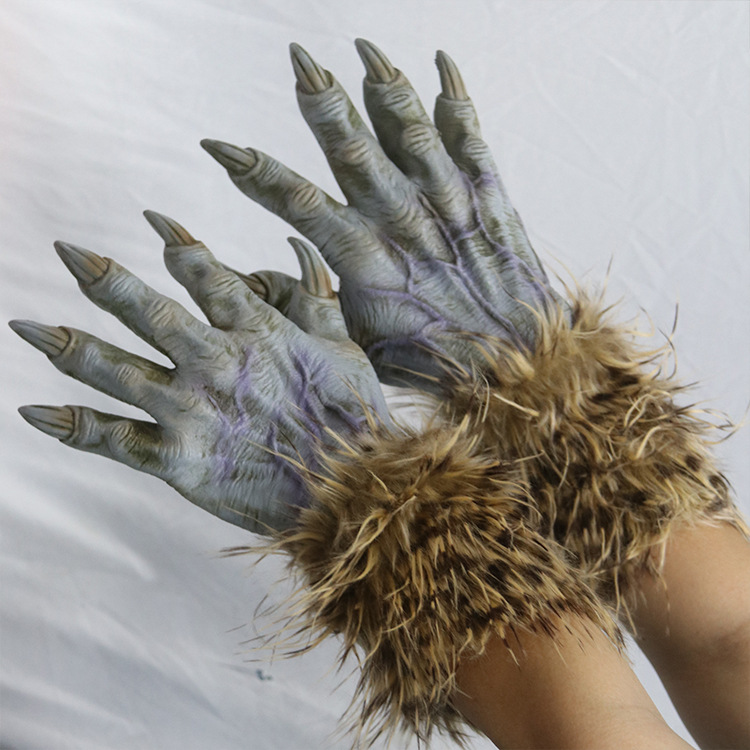 万圣节新品乳胶狼人手套演出用品cospla恐怖装扮道具鬼节手套