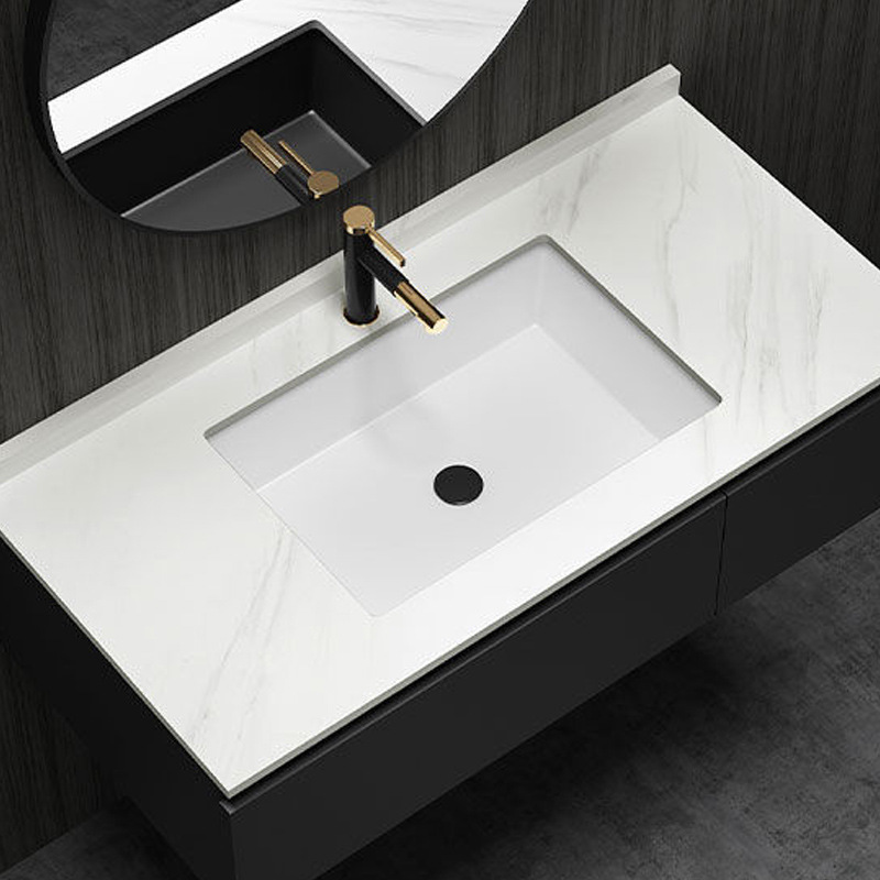 工厂定制岩板卫浴台面洗漱台 大理石岩板台面支持定制台下盆