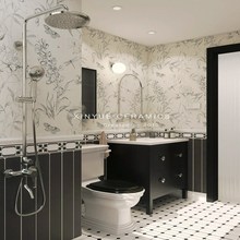复古阳台卫生间燕子瓷砖法式黑白小花砖浴室厨房墙砖厕所防滑地砖