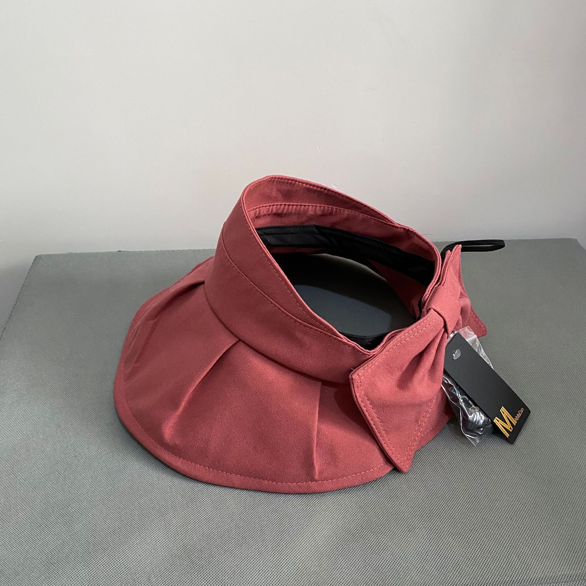 空顶帽女夏季蝴蝶结甜美无顶太阳帽洋气沙滩棉麻防晒遮阳大檐帽子