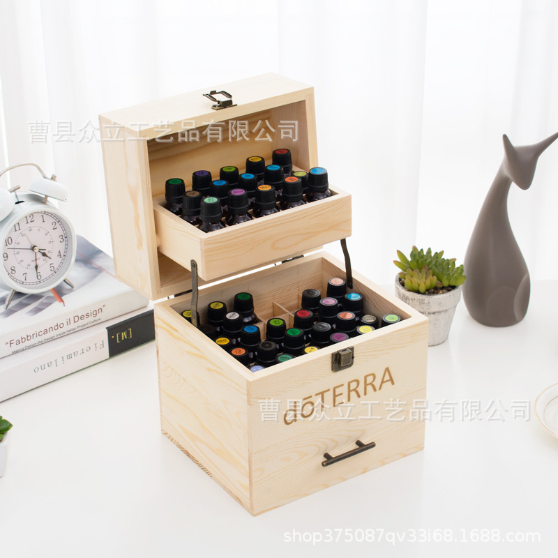 Doterui Essential Oil Box Portable Storage Box Large Capacity Wooden Box 59 Grid 15ml Display Box Manufacturer Production