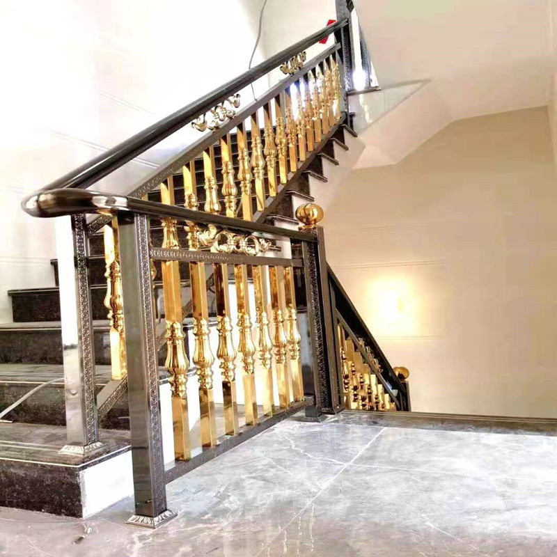 不锈钢楼梯扶手立柱30方管水涨柱欧式楼梯柱子阳台装饰柱栏杆花柱