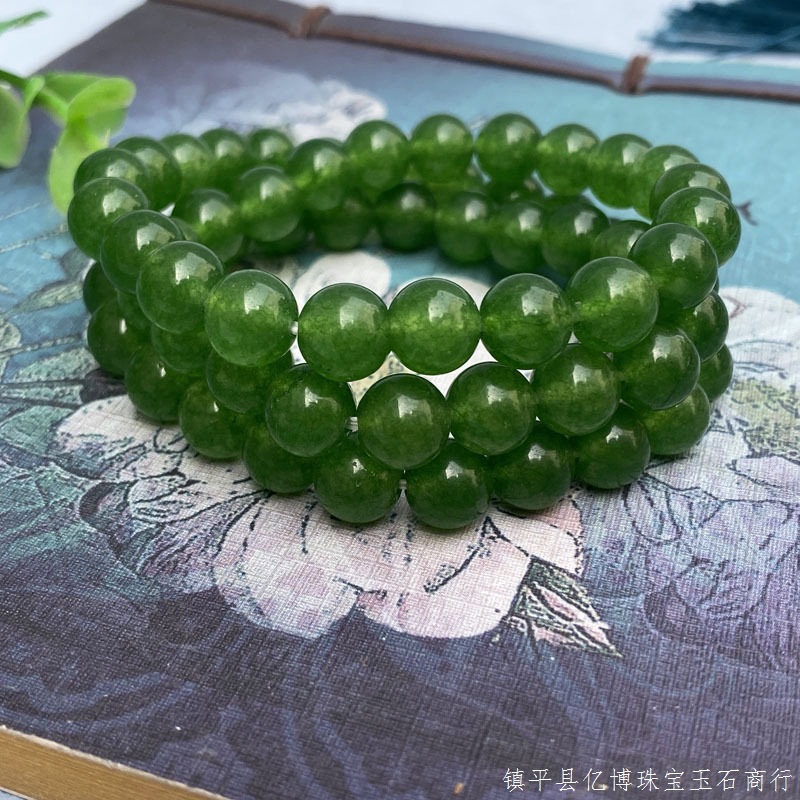 厂家批发台湾青玉手链项链绿色碧玉项链108颗项链串直播货源 代发