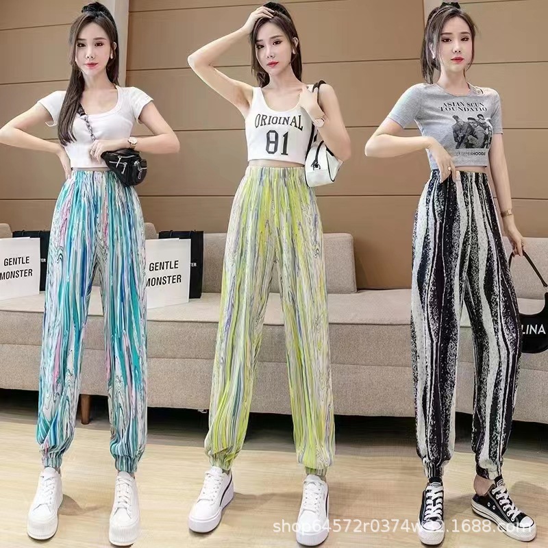Women's Air Conditioning Cool Pants New Pants Straight Casual Pants High Waist Slimming High-Rise Mopping Loose Wide-Leg Pants Wholesale
