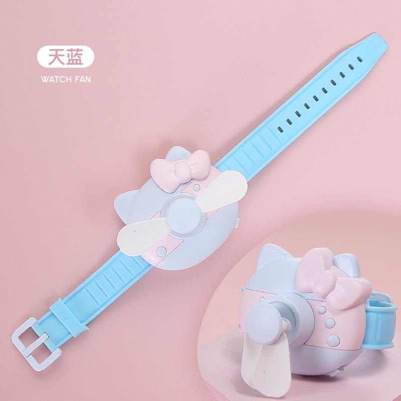 New Cartoon Hello Kitty Children's Watch Fan Portable Student Cute Creative USB Lazy Outdoor Wrist Fan