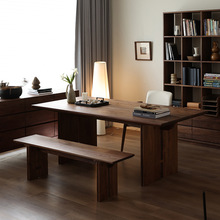 黑胡桃木客厅大长书桌工作台全实木办公桌家用实木桌子大板书桌餐