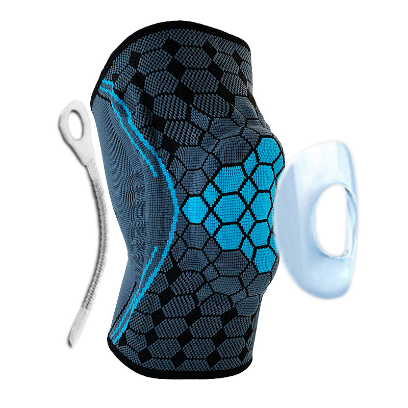 弹簧支撑硅胶垫护膝篮球跑步运动护腿套登山骑行户外健身护具