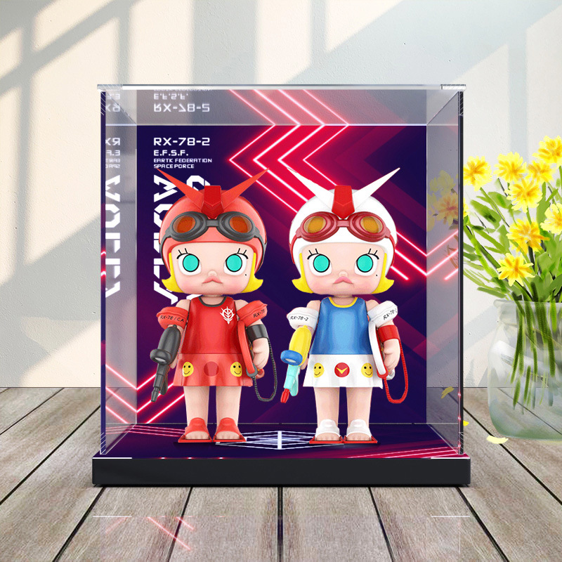 popmart泡泡玛特 molly茉莉高达限定玩具盲盒收纳亚克力展示盒