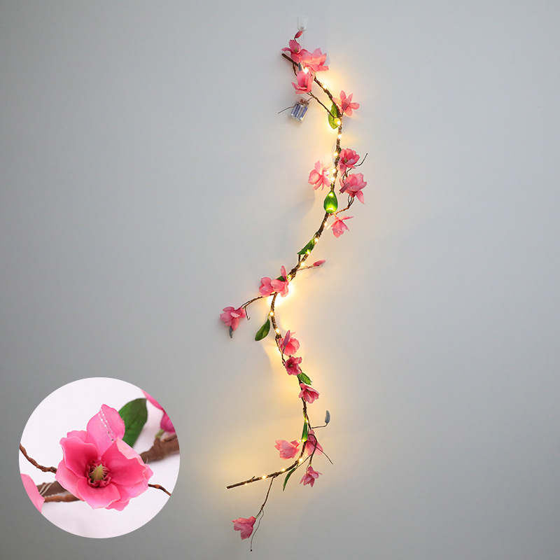 New Artificial Rose Lighting Chain Rose Floral Series Lighting Chain Room Wedding Celebration Decoration Cherry Blossom Lamp Ambience Light