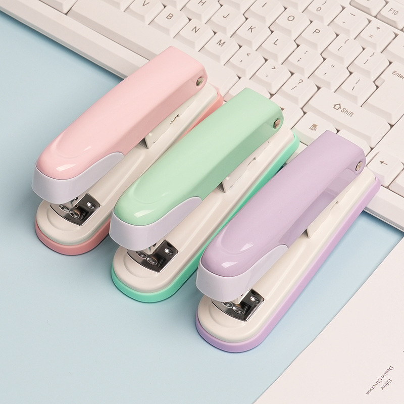 Macaron Color Mini Medium Stapler Student Home Office Macaron Color Multifunctional Stationery Stapler