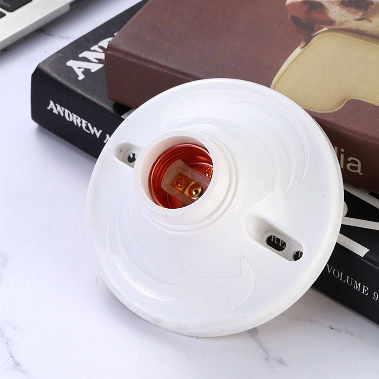 e27螺口灯头灯座灯头圆型灯座螺丝防掉塑料落平螺口灯座