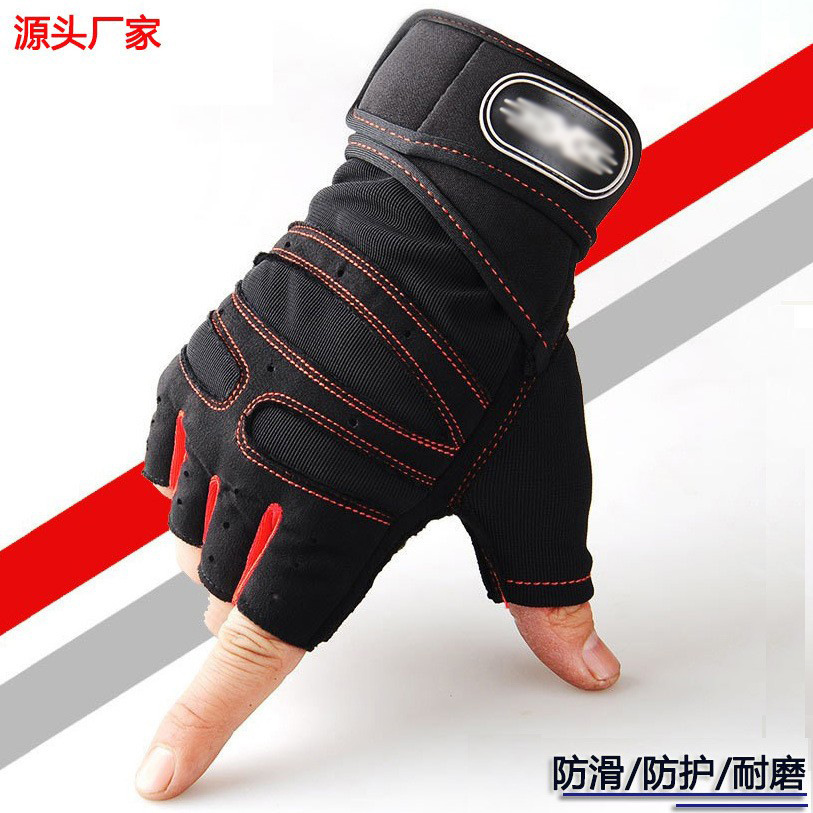 新款健身手套男女防护防滑护腕杠铃骑行运动装备半指手套外贸跨境