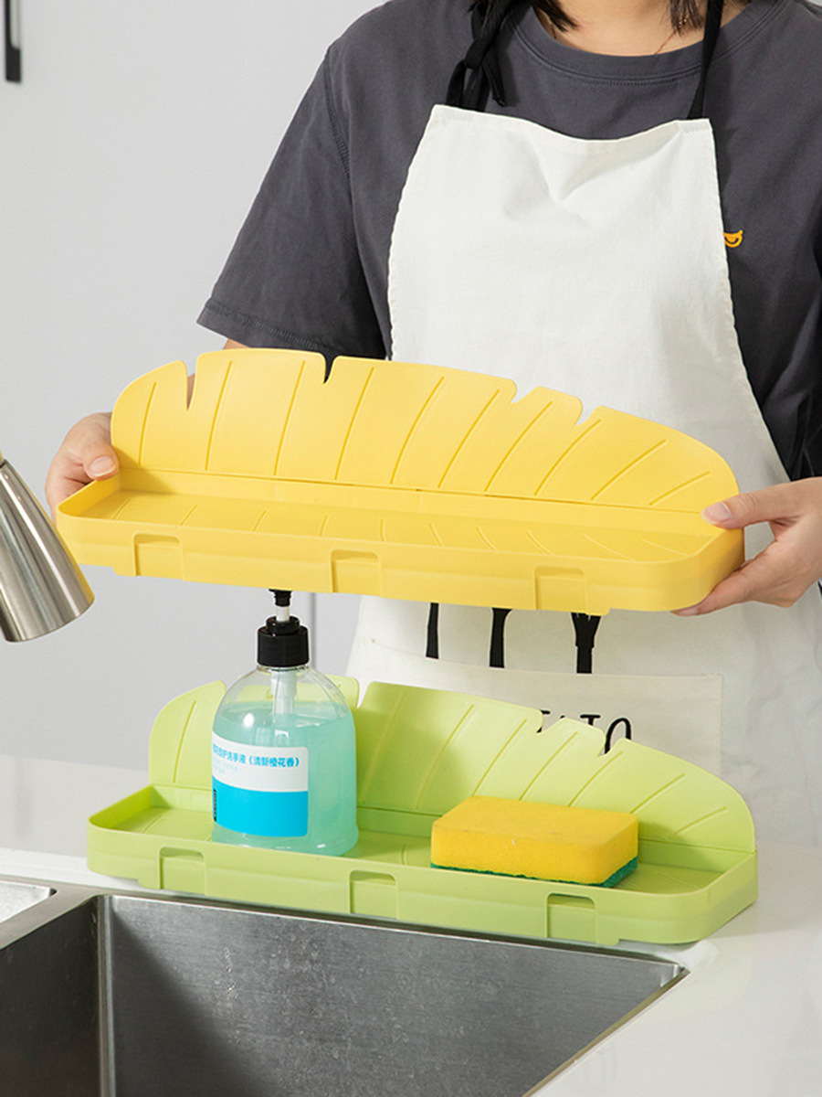 厨房水槽挡水板吸盘式带储物家用免打孔导水防溅水洗菜挡水条批发