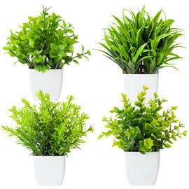 跨境热卖仿真植物假植物绿植室内外装饰塑料盆栽尤加利小盆栽