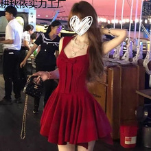 玫瑰人生辣妹纯欲风公主裙蝴蝶结千金洋气收腰显瘦生日礼服连衣裙