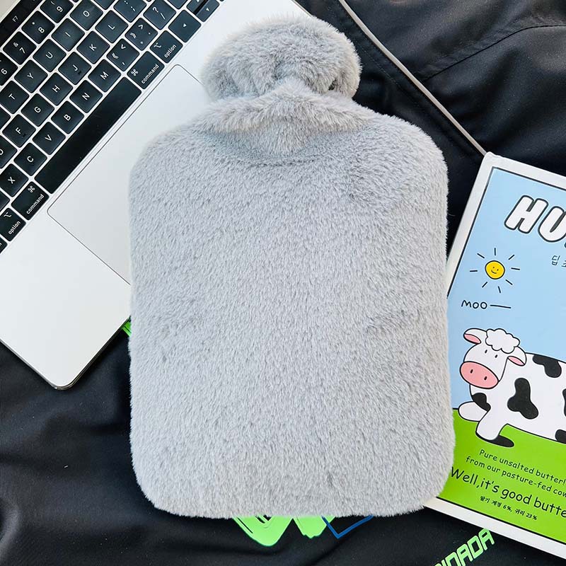 New Elastic Mouth Solid Color Rabbit Plush Series Hot Water Bag Winter Warm Hot Water Injection Bag Wholesale
