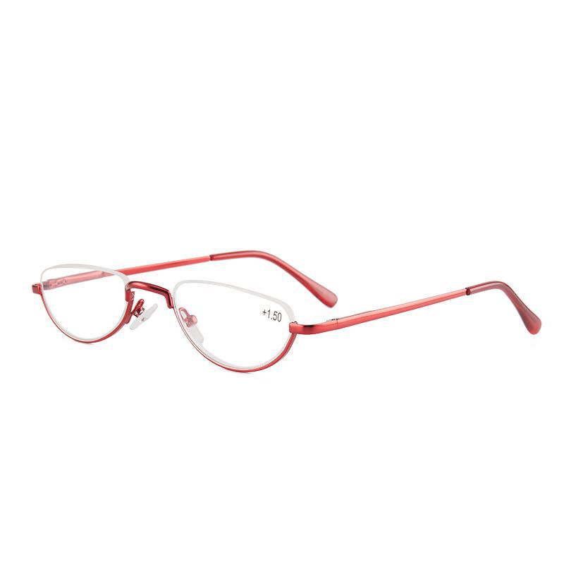 Half Lens Metal Frame Reading Glasses Half Moon Diamond Rimmed Spring Hinge Retro Reading Glasses for Men Women