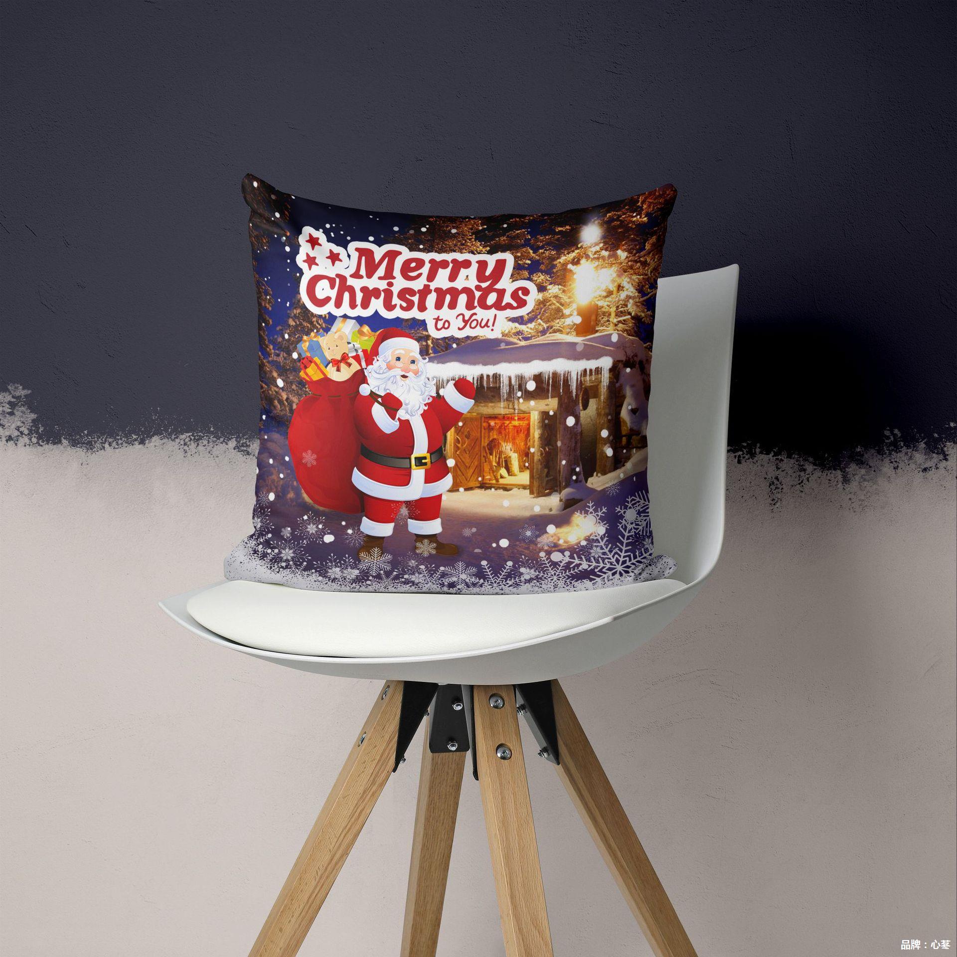 New Christmas Pillow Cover 23 Christmas Party Sofa Cushion Lumbar Pillow Home Decoration Holiday Cushion Decoration