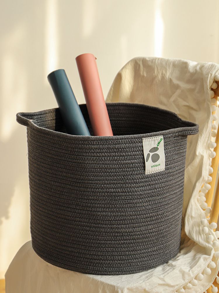 INS Thickened Cotton Thread Woven Folding Large Capacity Dirty Clothes Basket Storage Basket Barrel