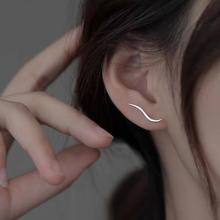 925纯银流线耳钉女小众设计感秋季耳环女时尚气质新款银耳饰