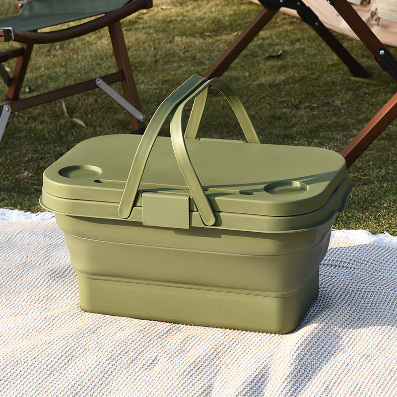 Outdoor Camping Foldable Storage Box Folding Table Portable Storage Basket Picnic Basket Car Trunk Storage Box