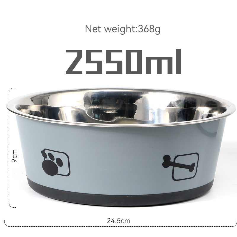 Foreign Trade New Product Dog Bowl Pet Bowl Stainless Steel Dog Food Bowl Cat Water Bowl Wholesale Pet Silicone Bowl Pad Non-Slip