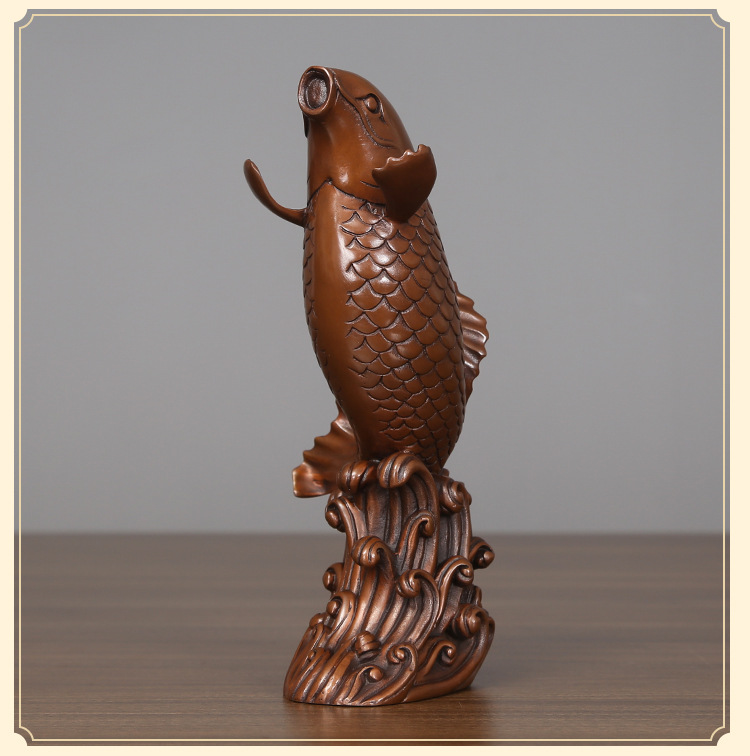 紫铜鲤鱼摆件年年有余中国年鱼富贵有余招财金龙办公室玄关装饰品