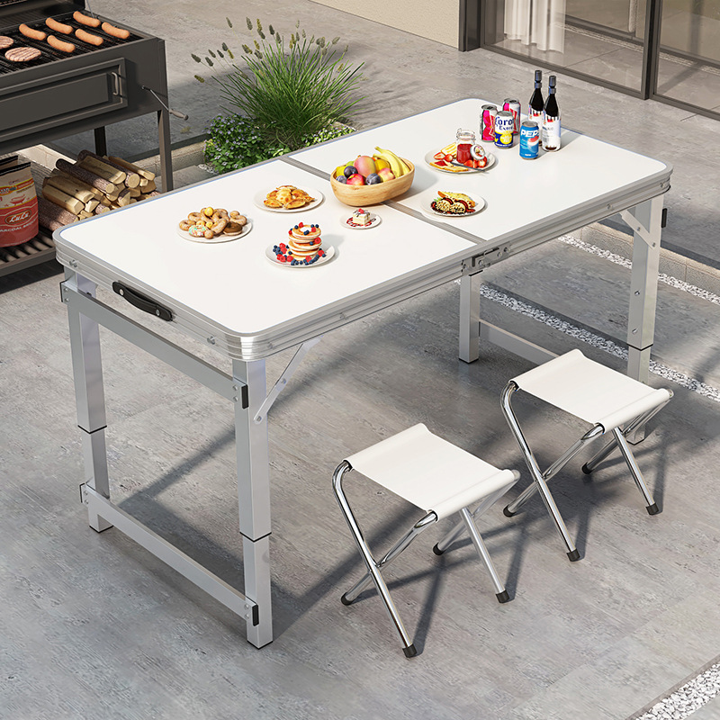 Aluminum Alloy Folding Table Outdoor Night Market Stall Push Portable Folding Table Simple Small Table Folding Dining Table and Chair