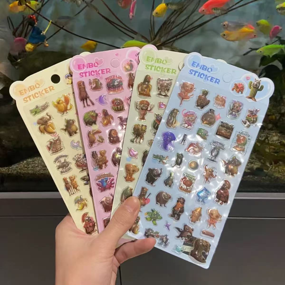 跨境山海经3D空心镭射浮雕立体贴纸卡通3D立体水晶贴儿童DIY贴纸