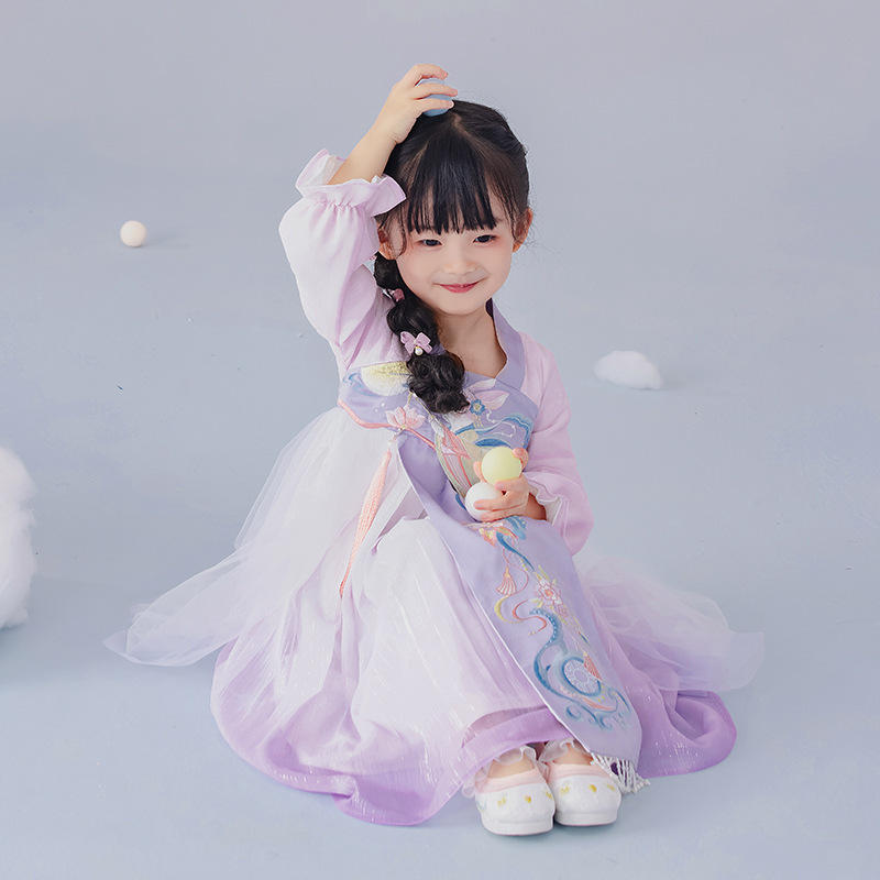 儿童汉服女仙气古装中国风古风学生仙气飘逸襦裙春樱春夏装连衣裙