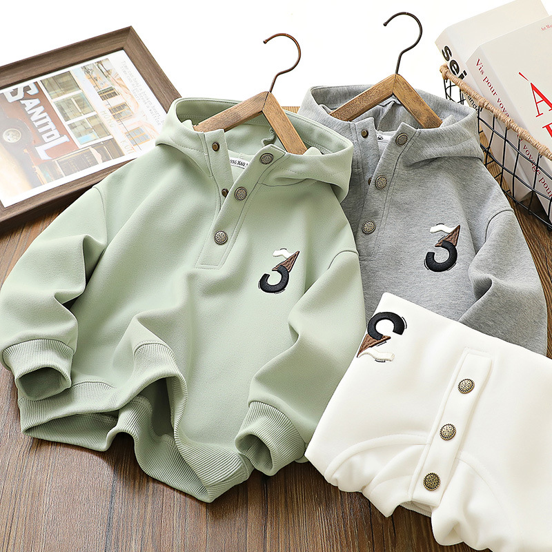 儿童连帽卫衣2024春季新款童装男童中大童上衣中小学生长袖套头衫