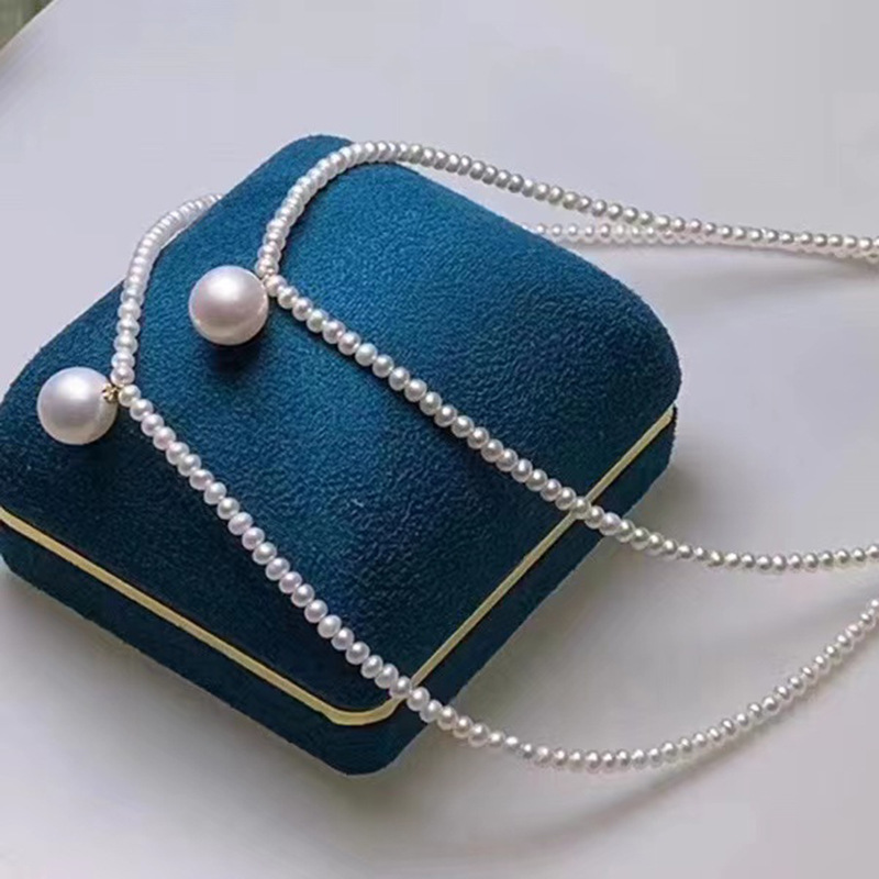 3-5mm淡水baby珠项链高品质强光金正元锁骨链复古choker珍珠颈饰