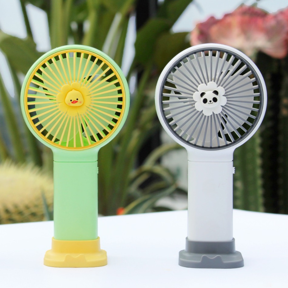 Handheld with Base Bracket Cartoon Little Fan Rechargeable Summer Children Portable Mini Fan Practical Gift