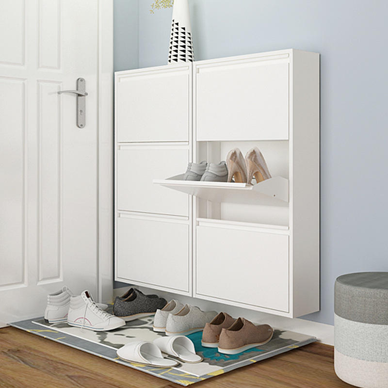 15cm超薄钢制翻斗鞋柜家用门口小户型挂墙悬空柜简约窄鞋橱玄关柜