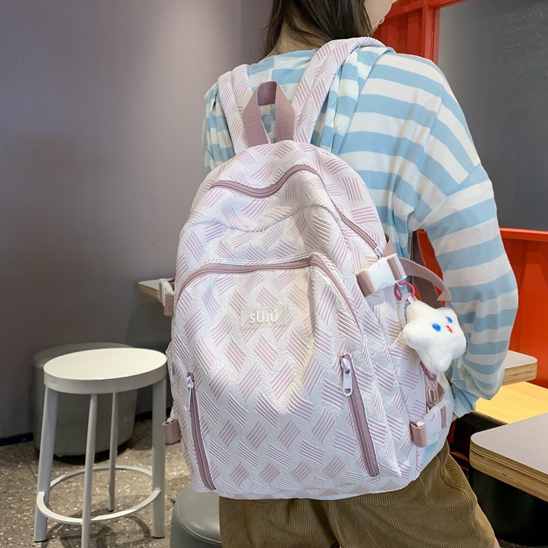 Schoolbag Female 2023 New Fashionable Korean All-Match Canvas Partysu Backpack Primary School Student Junior High School Backpack Fashion