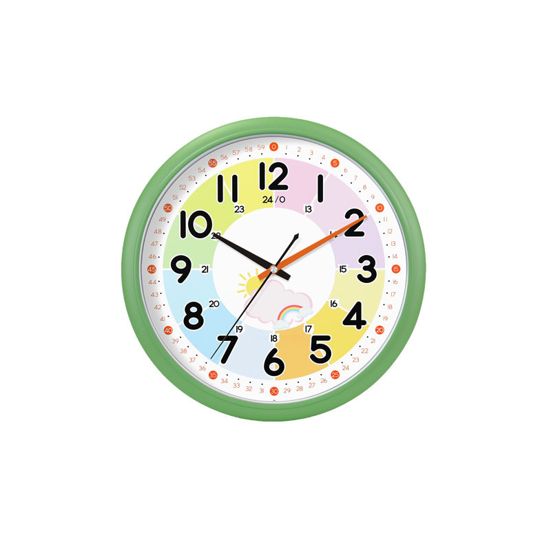 Jingke Morandi round Children's Enlightenment Scanning Wall Clock Fashion and Young Mute Power Saving Clock Wholesale