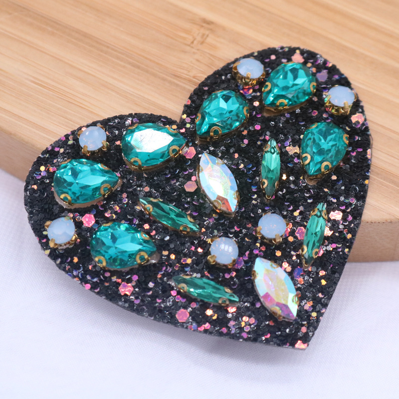 桃心水钻贴片彩色梅花底部背胶碎钻布贴手机壳包包装饰自粘配件