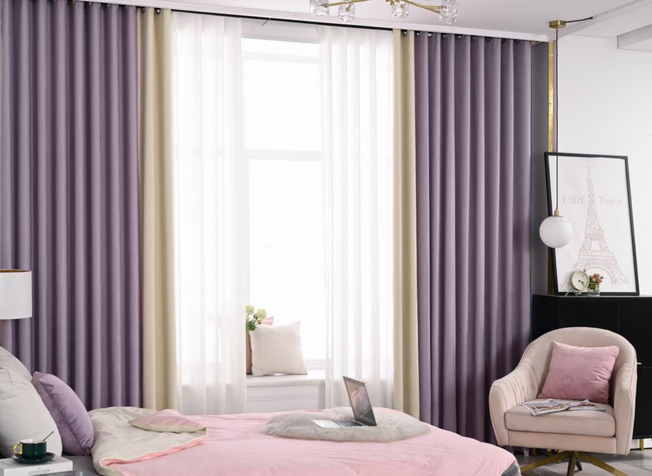 薰衣草紫色窗帘卧室成品遮光雪尼尔新款加厚轻奢现代香芋紫高档